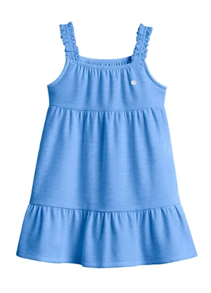 Brandili - Vestido Infantil Menina em Tricot Azul - BRANDILI