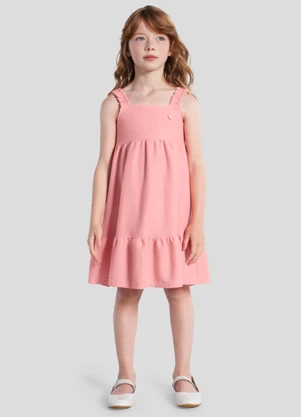 Brandili - Vestido Infantil Menina em Tricot Rosa - BRANDILI