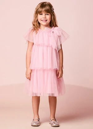 Momi - Vestido Infantil Menina em Tule com Babados - MOMI