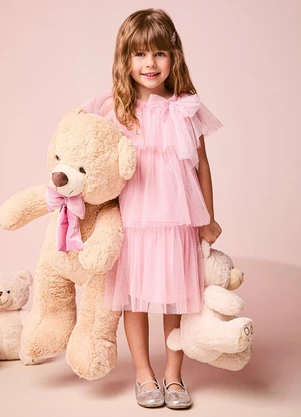 Momi - Vestido Infantil Menina em Tule com Babados - MOMI