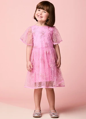 Momi - Vestido Infantil Menina em Tule com Lacinhos - MOMI