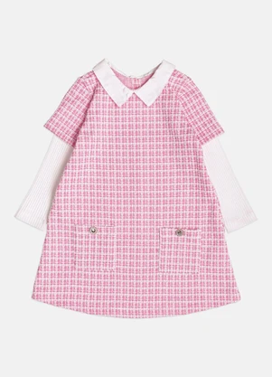 Momi - Vestido Infantil Menina em Tweed com Golinha - MOMI