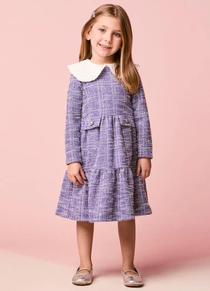 Momi - Vestido Infantil Menina em Tweed com Recorte - MOMI