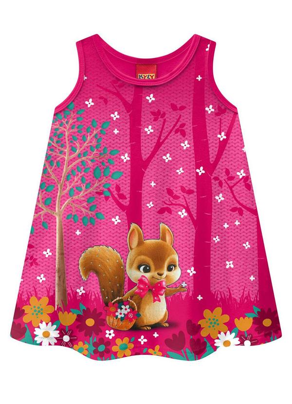 Kyly - Vestido Infantil Menina Esquilo Rosa