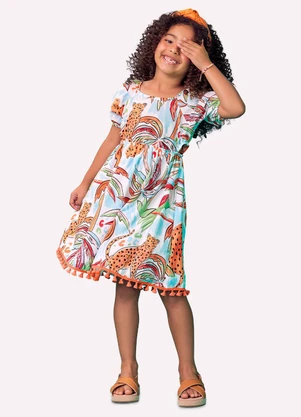 Nanai - Vestido Infantil Menina Estampa Branco - NANAI