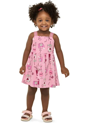 Elian - Vestido Infantil Menina Estampa Fresh Rosa - ELIAN