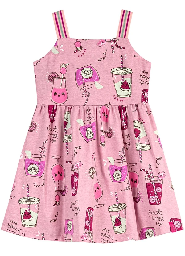 Elian - Vestido Infantil Menina Estampa Fresh Rosa 2