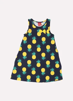 Kyly - Vestido Infantil Menina Estampa Frutas Azul - KYLY
