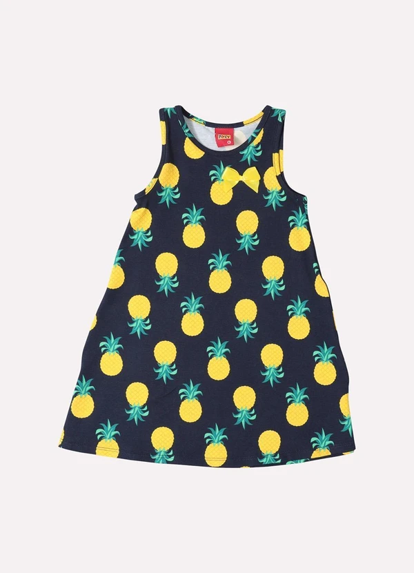 Kyly - Vestido Infantil Menina Estampa Frutas Azul