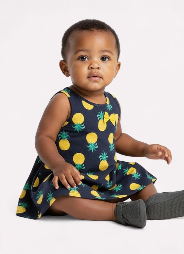 Kyly - Vestido Infantil Menina Estampa Frutas Azul 2