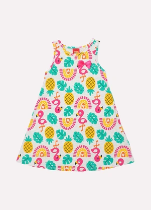 Kyly - Vestido Infantil Menina Estampa Frutas Cinza - KYLY