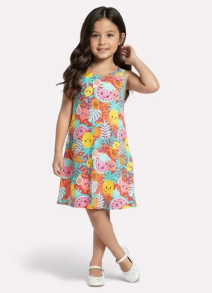 Kyly - Vestido Infantil Menina Estampa Frutas Rosa - KYLY