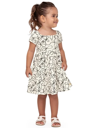 Colorittá - Vestido Infantil Menina Estampa Laços Bege - COLORITTÁ