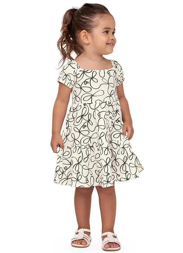 Colorittá - Vestido Infantil Menina Estampa Laços Bege 1