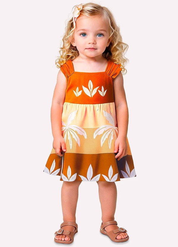 Nanai - Vestido Infantil Menina Estampa Laranja 2