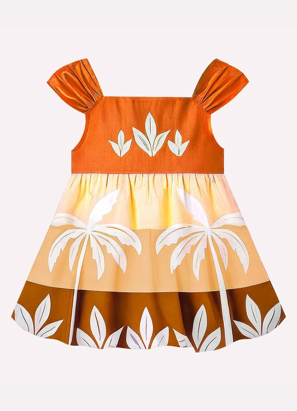 Nanai - Vestido Infantil Menina Estampa Laranja 4