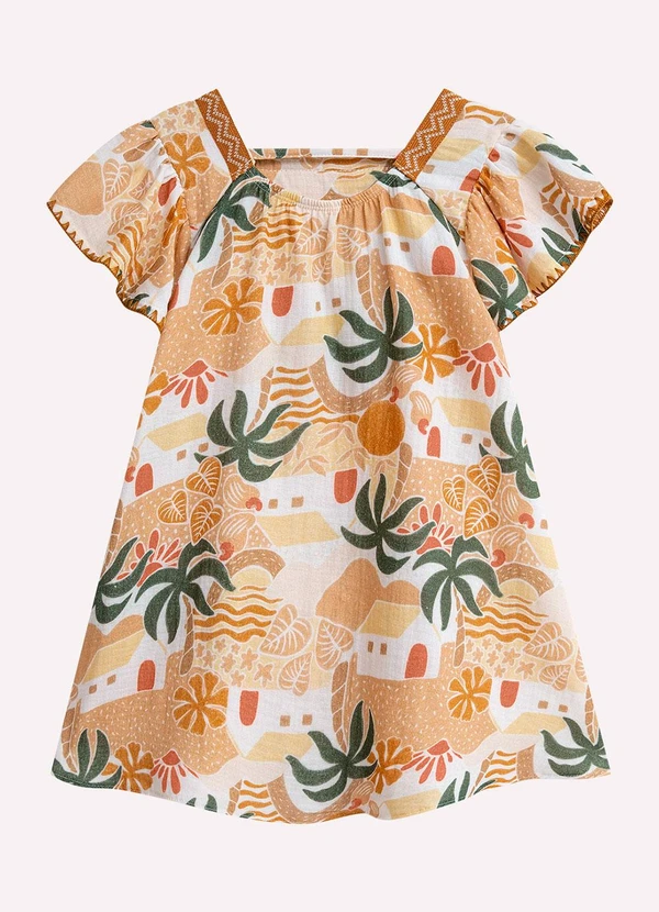 Nanai - Vestido Infantil Menina Estampa Laranja