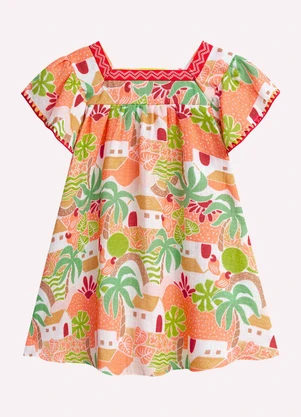 Nanai - Vestido Infantil Menina Estampa Laranja - NANAI