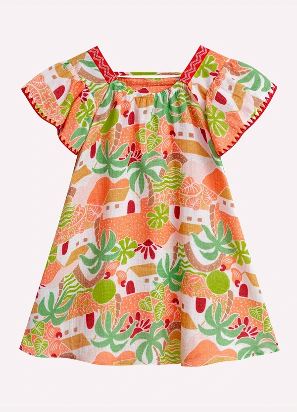 Nanai - Vestido Infantil Menina Estampa Laranja