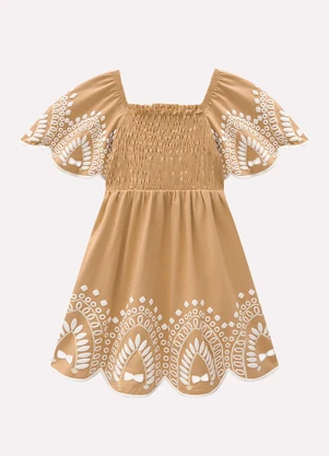 Milon - Vestido Infantil Menina Estampa Marrom - MILON