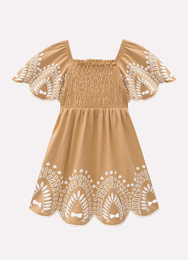 Milon - Vestido Infantil Menina Estampa Marrom 2