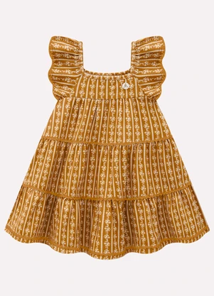 Milon - Vestido Infantil Menina Estampa Marrom - MILON