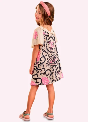 Vestido Infantil Menina Estampa Nanai (Bege) - NANAI