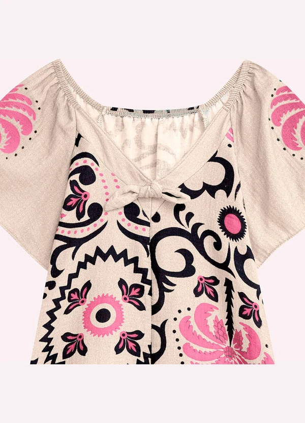 Nanai - Vestido Infantil Menina Estampa Nanai Bege 4
