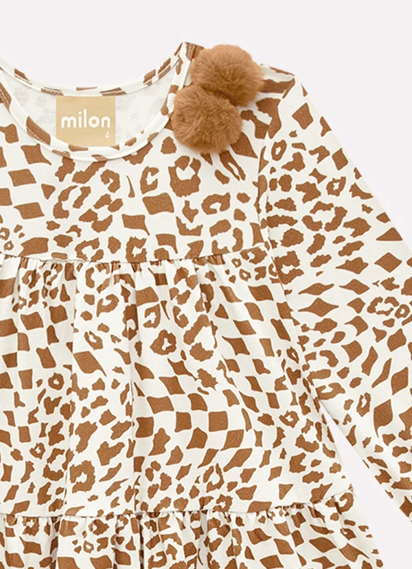 Milon - Vestido Infantil Menina Estampa Off White 3