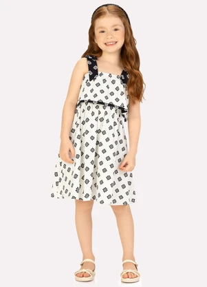 Milon - Vestido Infantil Menina Estampa Off White - MILON