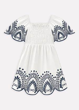 Milon - Vestido Infantil Menina Estampa Off White - MILON