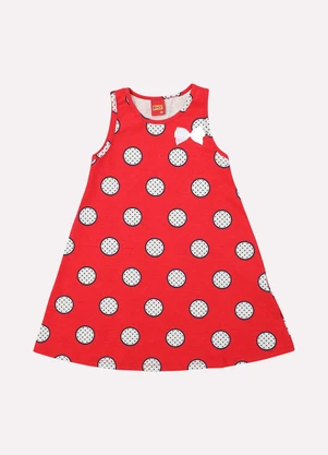 Kyly - Vestido Infantil Menina Estampa Poá Vermelho - KYLY
