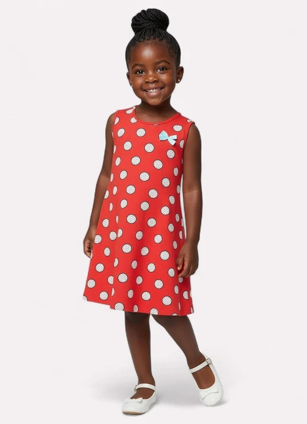 Kyly - Vestido Infantil Menina Estampa Poá Vermelho