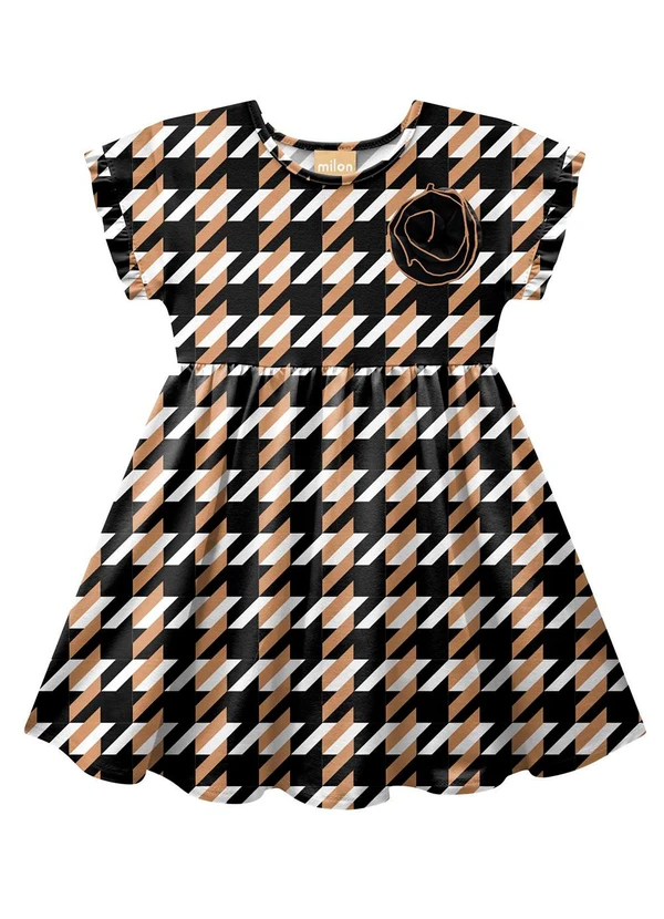 Milon - Vestido Infantil Menina Estampa Preto
