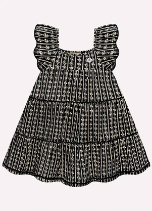 Milon - Vestido Infantil Menina Estampa Preto - MILON