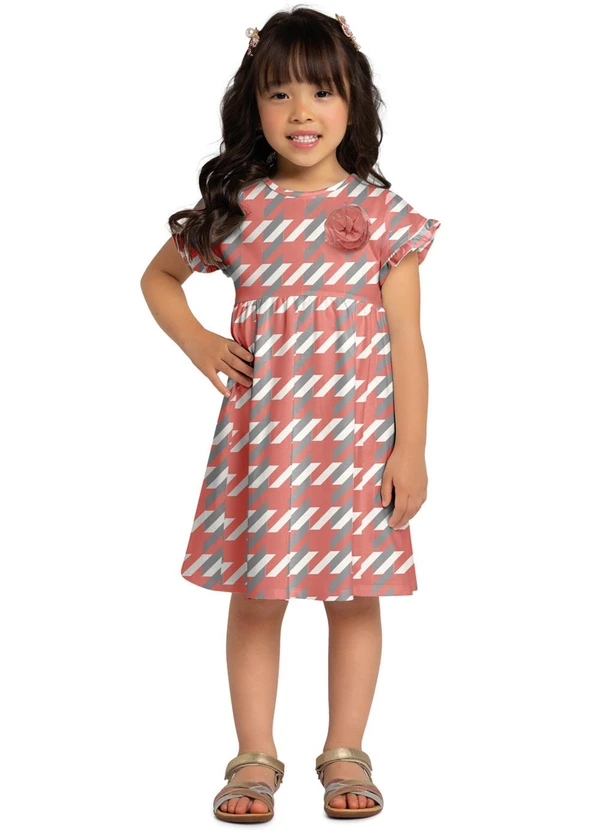 Milon - Vestido Infantil Menina Estampa Rosa