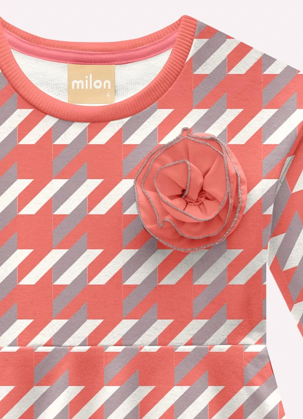 Milon - Vestido Infantil Menina Estampa Rosa 2
