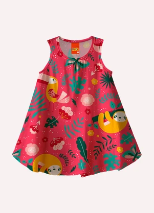 Kyly - Vestido Infantil Menina Estampa Rosa - KYLY