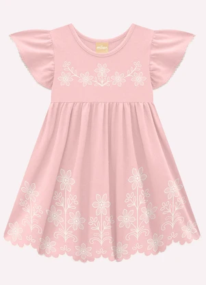Milon - Vestido Infantil Menina Estampa Rosa - MILON