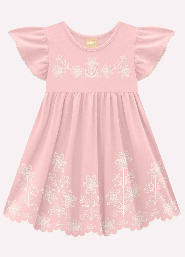 Milon - Vestido Infantil Menina Estampa Rosa