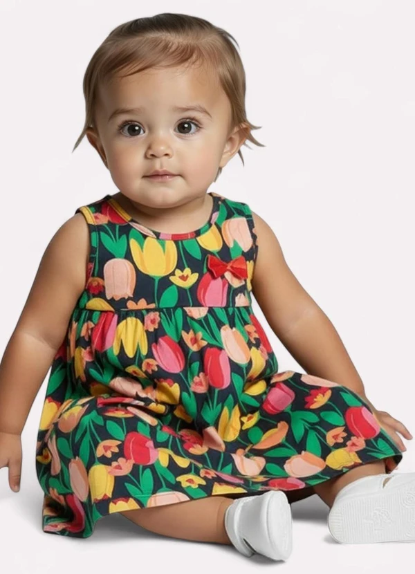 Kyly - Vestido Infantil Menina Estampa Tulipas Azul