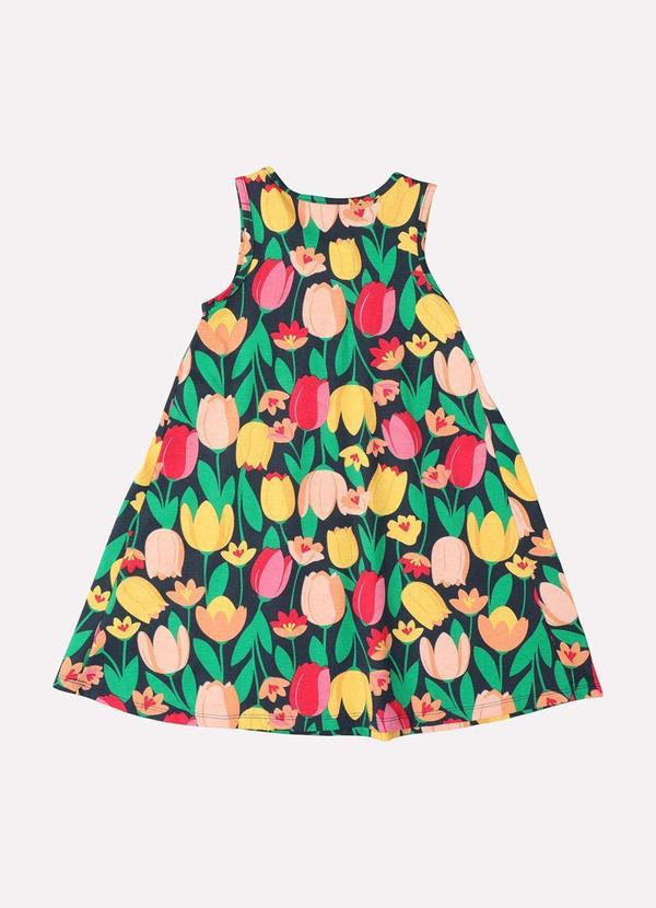 Kyly - Vestido Infantil Menina Estampa Tulipas Azul 3