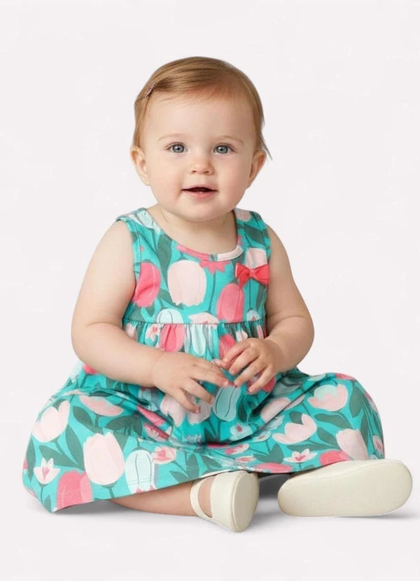 Kyly - Vestido Infantil Menina Estampa Tulipas Verde 2