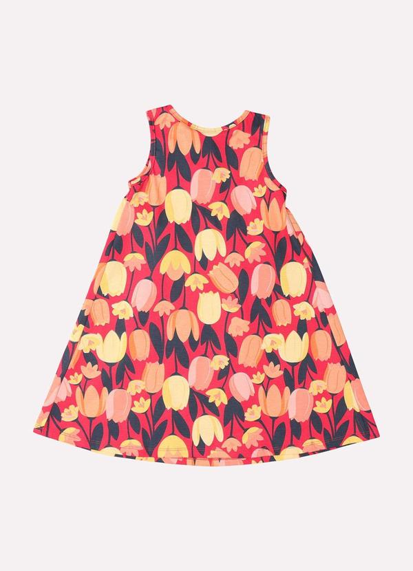 Kyly - Vestido Infantil Menina Estampa Tulipas Vermelho 3