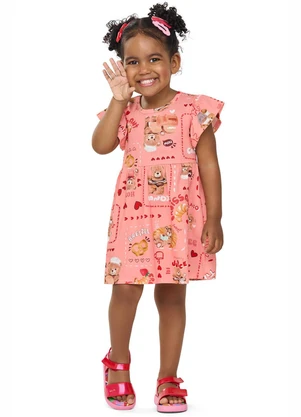 Elian - Vestido Infantil Menina Estampa Ursinhos Rosa - ELIAN