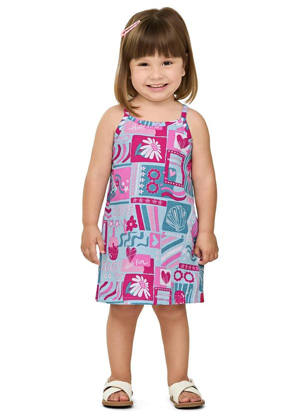 Elian - Vestido Infantil Menina Estampa Verão Azul
