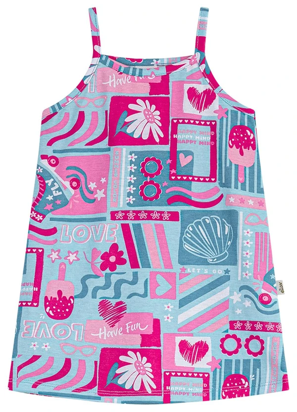 Elian - Vestido Infantil Menina Estampa Verão Azul 2