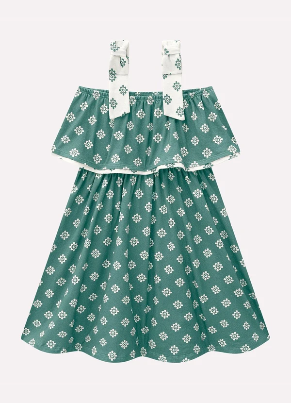 Milon - Vestido Infantil Menina Estampa Verde