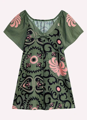 Nanai - Vestido Infantil Menina Estampa Verde - NANAI