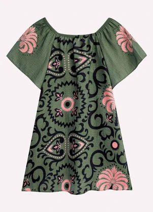 Nanai - Vestido Infantil Menina Estampa Verde - NANAI